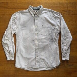 Vintage Tommy Hilfiger Mens Large Striped Button Down Long Sleeve Casual Shirt